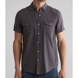 NWT Men's Lucky Brand Western Short Sleeve Shirt Size XXL Blackened Pearl